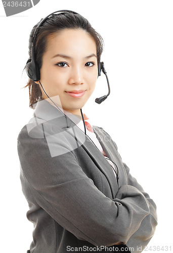 Image of Asian business woman with headset