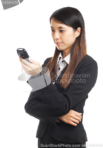 Image of asian business woman using mobile phone
