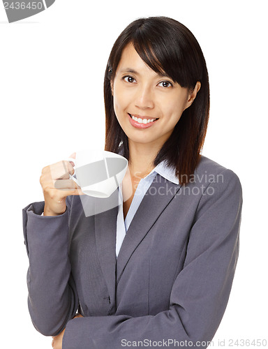 Image of Asian business woman with cup