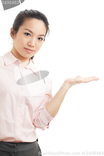 Image of Asian business woman introduce something