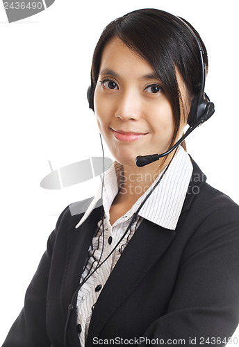 Image of Call center business woman with headset