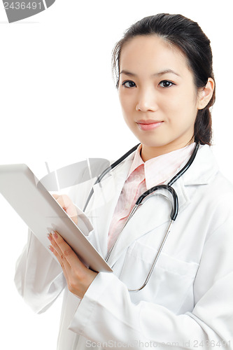 Image of Asian female doctor with digital tablet