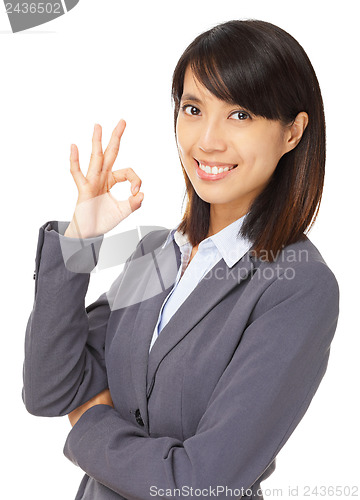 Image of Business asian woman with ok hand sign