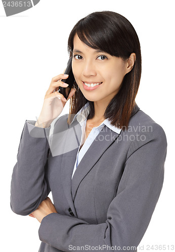 Image of Asian business woman with phone call isolated on white backgroun