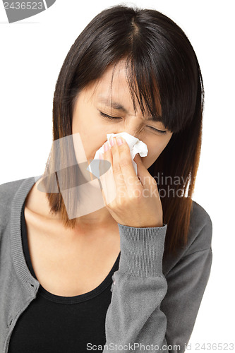 Image of Sneezing woman