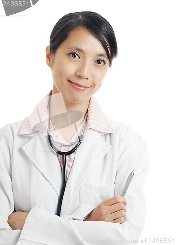 Image of Medical doctor woman isolated on white background