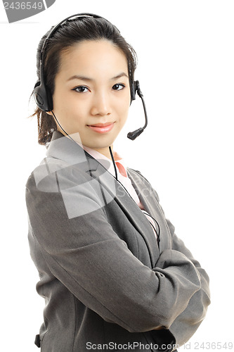 Image of Asian business woman with headset 