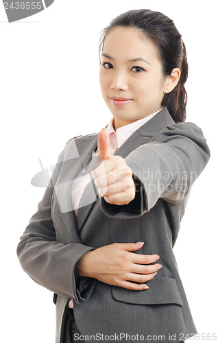 Image of Asian business woman with thumb up