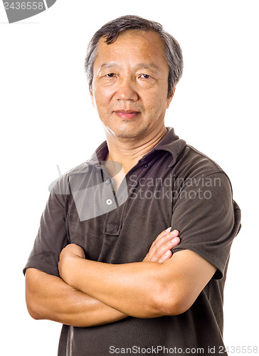 Image of Asian mature man isolated over white background