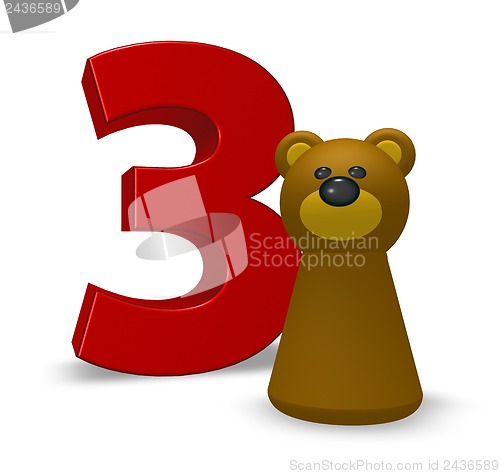 Image of number three and bear