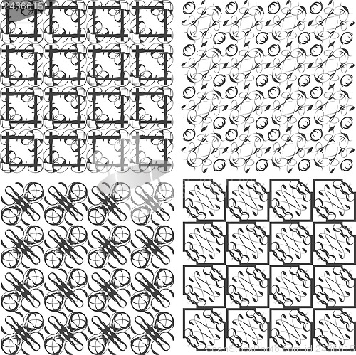 Image of Set of monochrome geometric seamless patterns, backgrounds collection