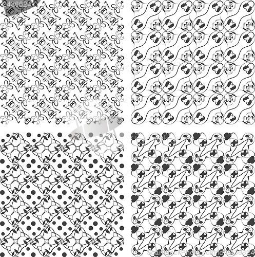 Image of Set of monochrome geometric seamless patterns