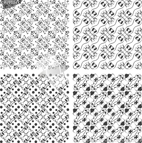 Image of Set of monochrome geometric seamless patterns