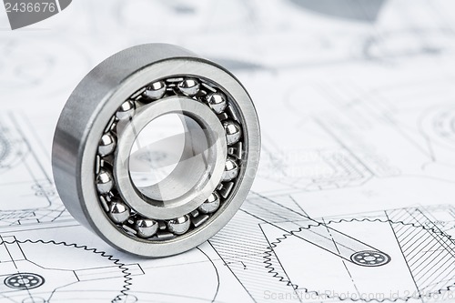 Image of Ball bearings on technical drawing