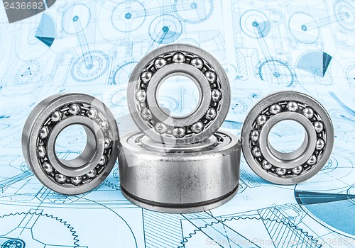 Image of Ball bearings on technical drawing