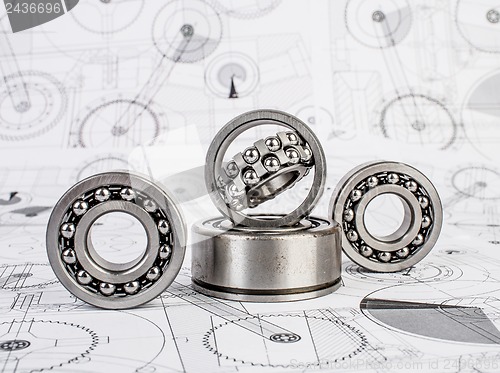 Image of Ball bearings on technical drawing