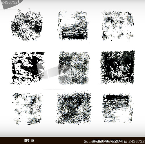 Image of Set of different textural spots. Grunge textures set.