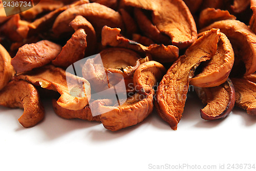 Image of dried apples on the white background