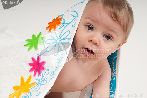 Image of Baby boy in white towel