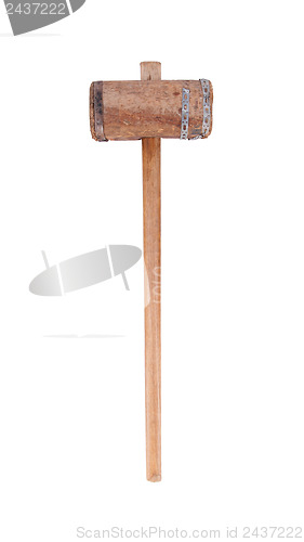 Image of Very old wooden hammer isolated 