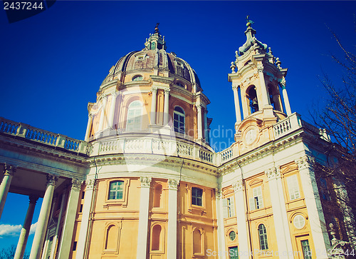 Image of Retro look Basilica di Superga, Turin
