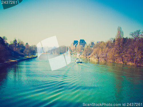 Image of Retro look River Po, Turin, Italy