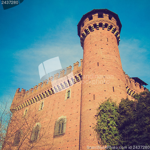 Image of Retro look Castello Medievale, Turin, Italy