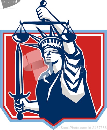 Image of Statue of Liberty Wielding Sword Scales Justice