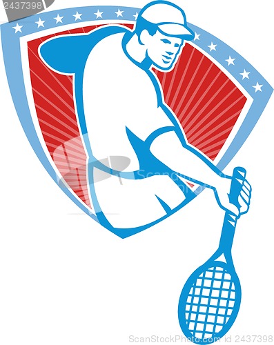 Image of Tennis Player Racquet Shield Retro