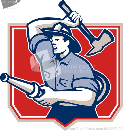 Image of Fireman Firefighter Wielding Fire Axe