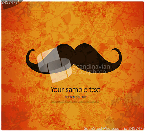 Image of Vintage postcard. Mustache label on grunge paper.