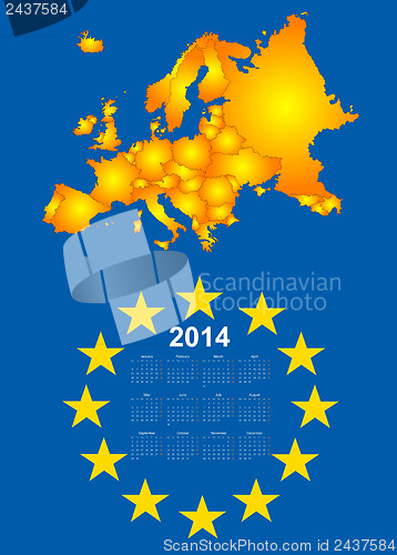 Image of 2014 calendar with europe map