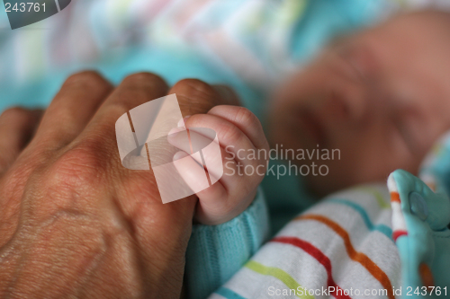 Image of baby hands with his mother