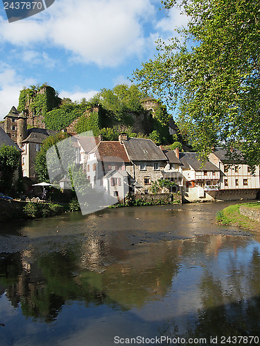 Image of Segur le Chateau village and Auvezere river, France