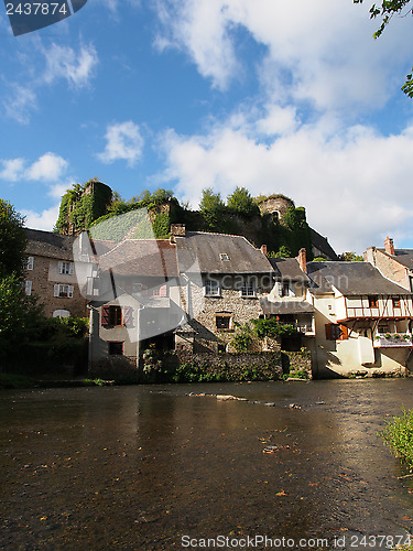 Image of Segur le Chateau village and Auvezere river, France