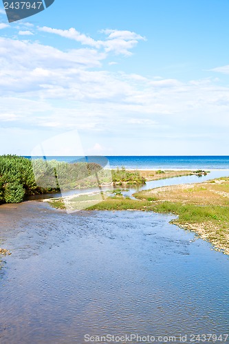 Image of river, coastline and blue sea