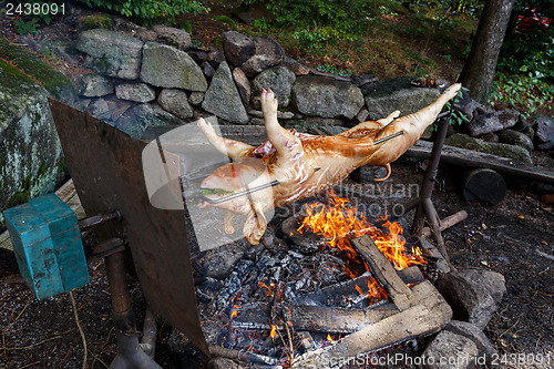 Image of Piglet on the grill in outdoor