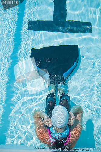 Image of Female freediver at pool edge