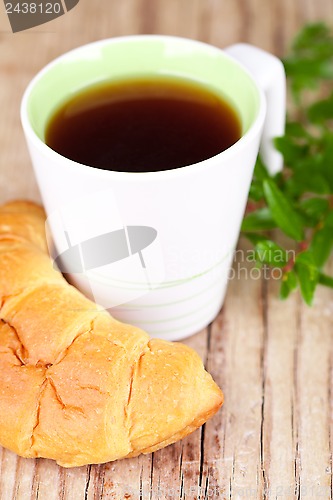 Image of cup of tea and fresh croissant