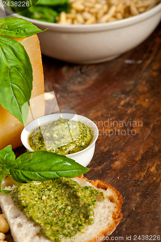 Image of Italian basil pesto bruschetta ingredients