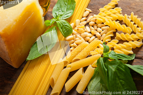 Image of Italian basil pesto pasta ingredients