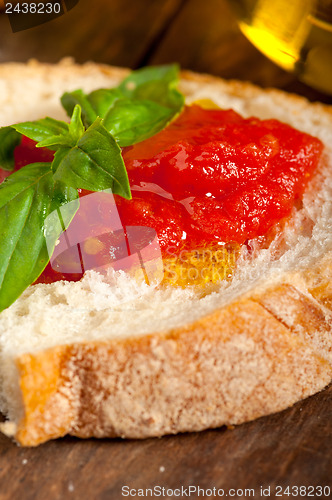 Image of Italian fresh tomato and basil bruschetta