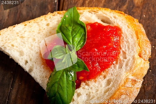 Image of Italian fresh tomato and basil bruschetta