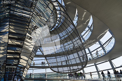 Image of Mirrored coner and achitectural details of Reichstag dome