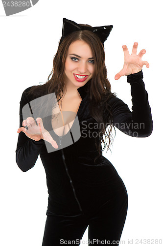 Image of Woman dressed in catsuit