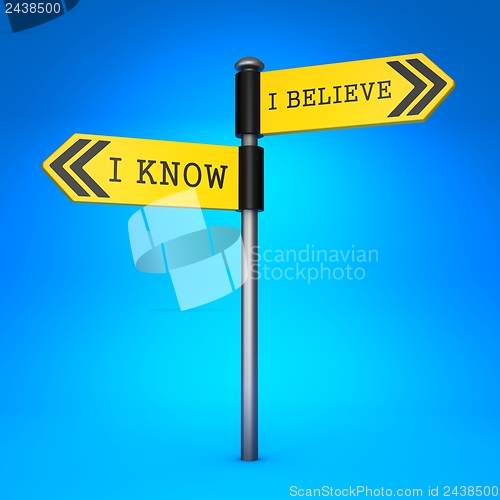 Image of Know or Believe. Concept of Choice.