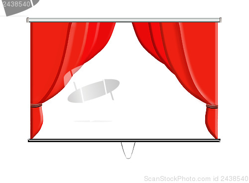 Image of beautiful white screen with red curtains