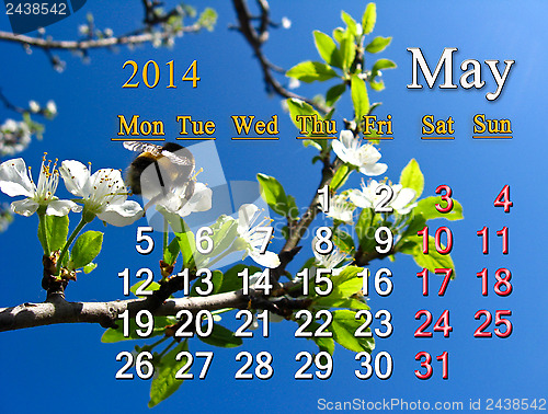 Image of calendar for the May of 2014 year