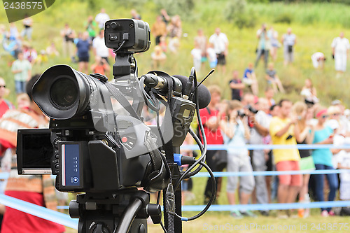 Image of Video camera on the blurred background 