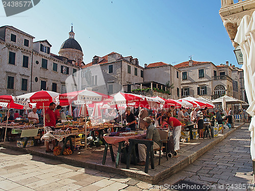 Image of Dubrovnik, Croatia, august 2013, historic town marketplace